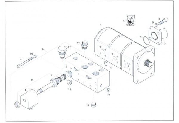 1000003913 Ventilblock Hydraulikpumpe passend unter anderem für Neuson 2202RDV